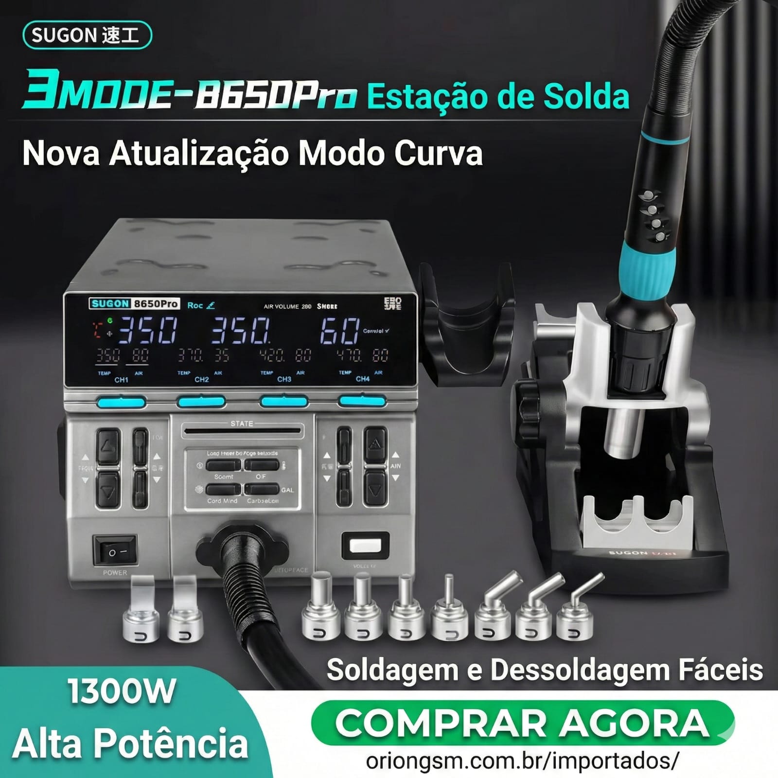 🔥 Pistola de Ar Quente SpeedGem 3MODE-8650Pro – 1300W