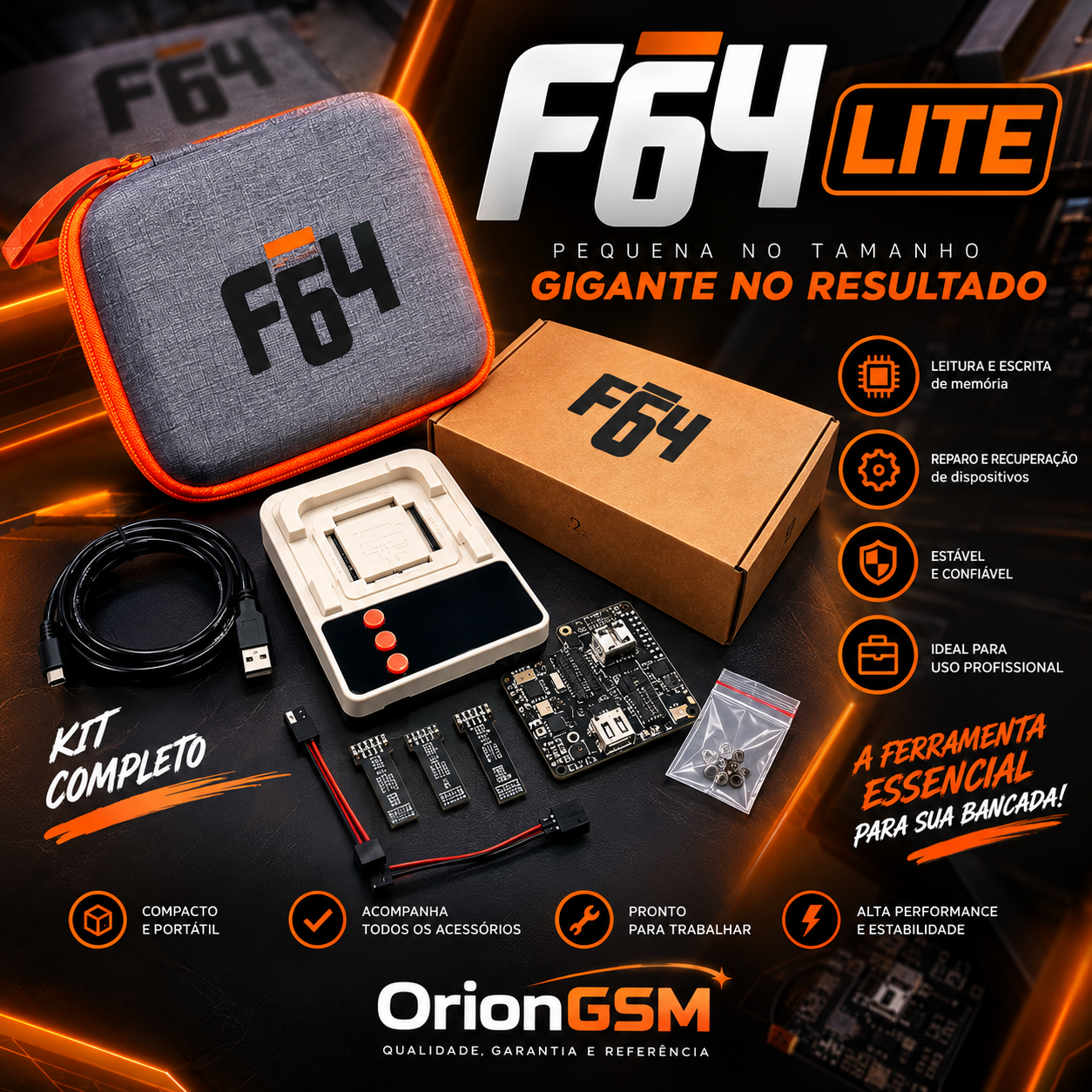 Flash64 F64 Lite – Programadora Profissional UFS/eMMC ISP & JTAG (ENVIO INTERNACIONAL)
