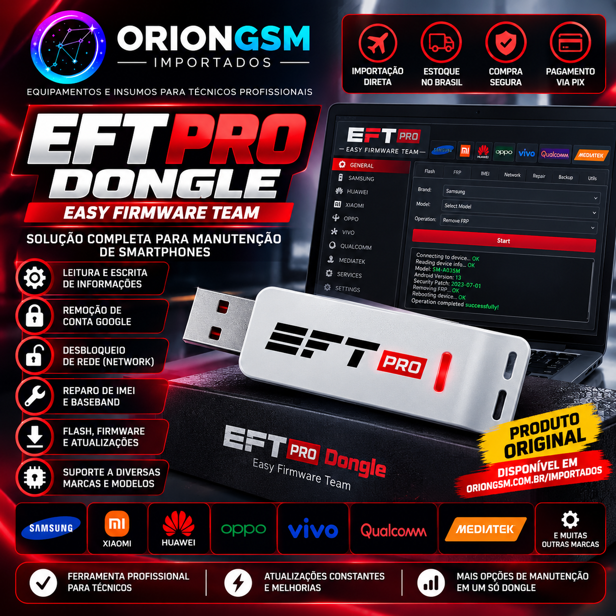 EFT Pro Dongle Original – Ferramenta Profissional para Manutenção de Celulares | Easy Firmware Team (ENVIO INTERNACIONAL)