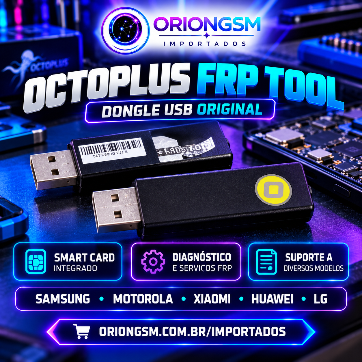 Octoplus FRP Tool Dongle Original USB com Smart Card – Ferramenta Profissional para Manutenção Android (ENVIO INTERNACIONAL)