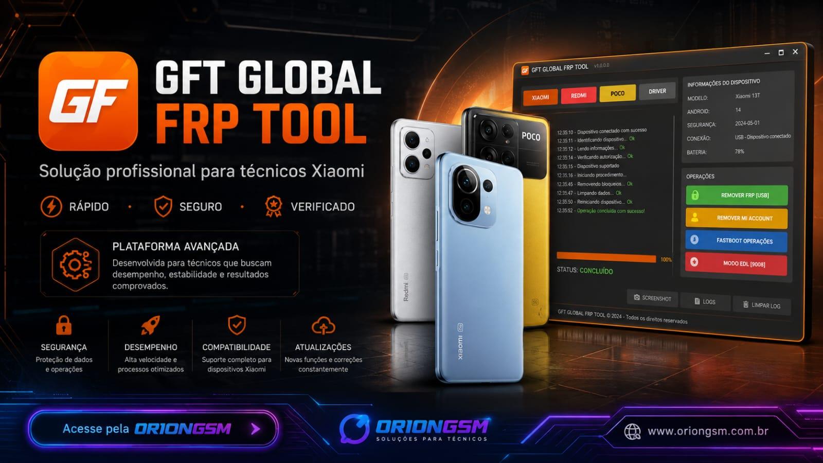 ( GFT ) Global frp tool (Ferramenta profissional de desbloqueio de FRP Xiaomi)