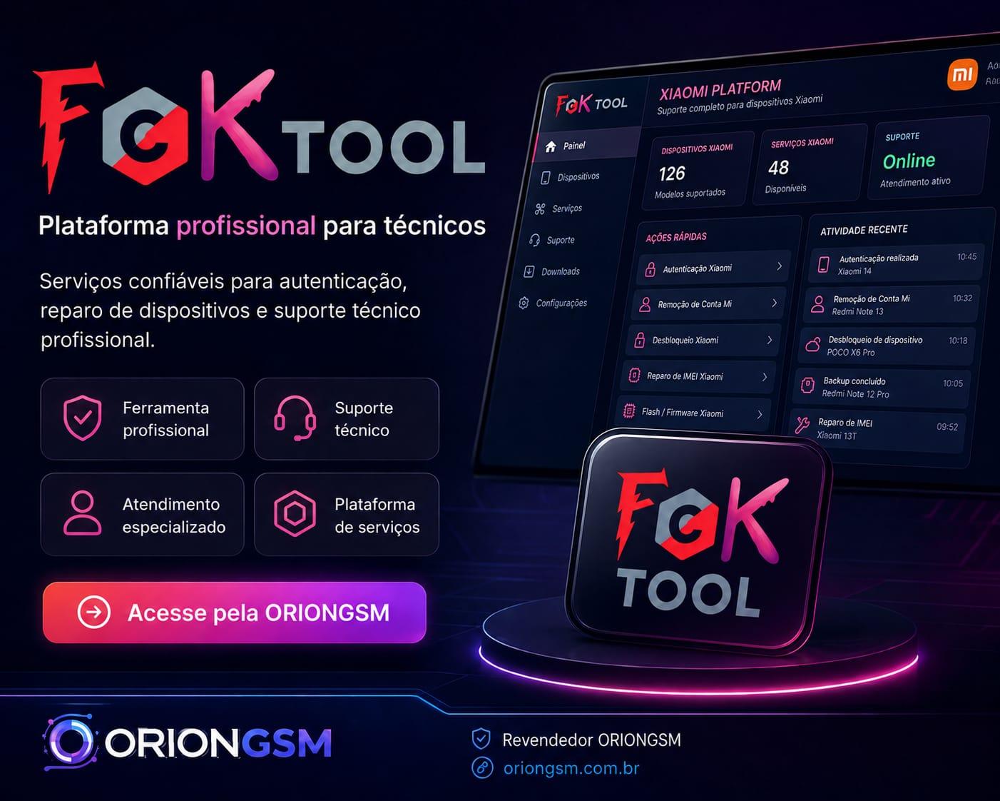 FCK Tool Recarga de Créditos - Usuário Existente ( XIOAMI FRP TOOL )
