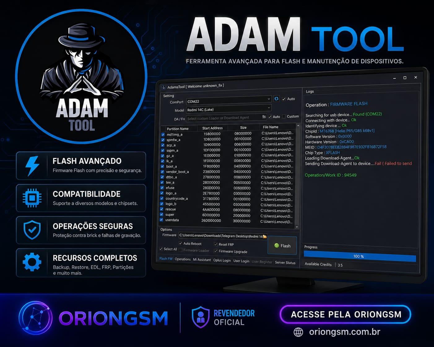Adam Tool Recarga de Créditos - Xiaomi/OnePlus/Realme  ( Usuário Existente )
