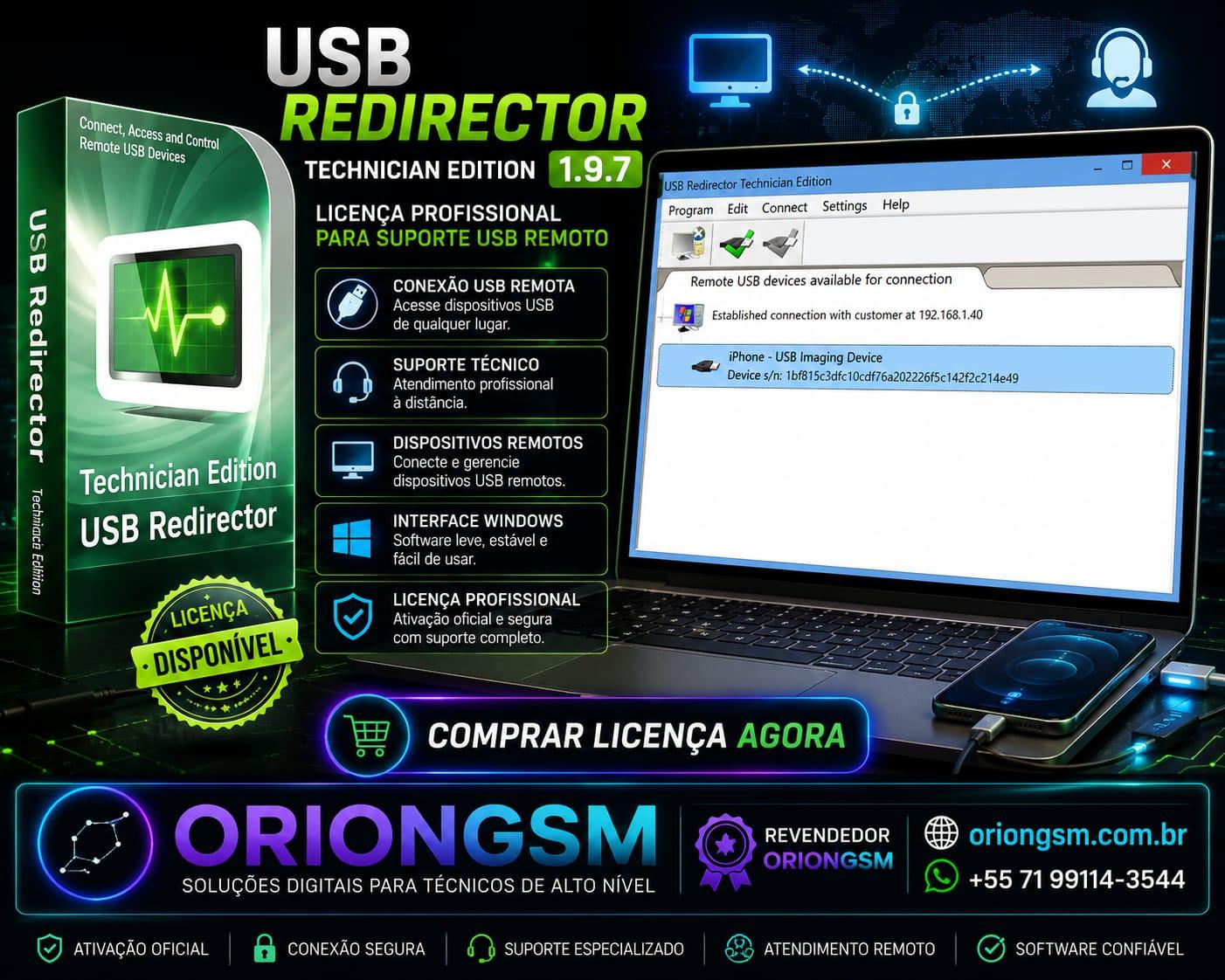 USB Redirector Technician Edition 1.9.7 licença Vitalícia