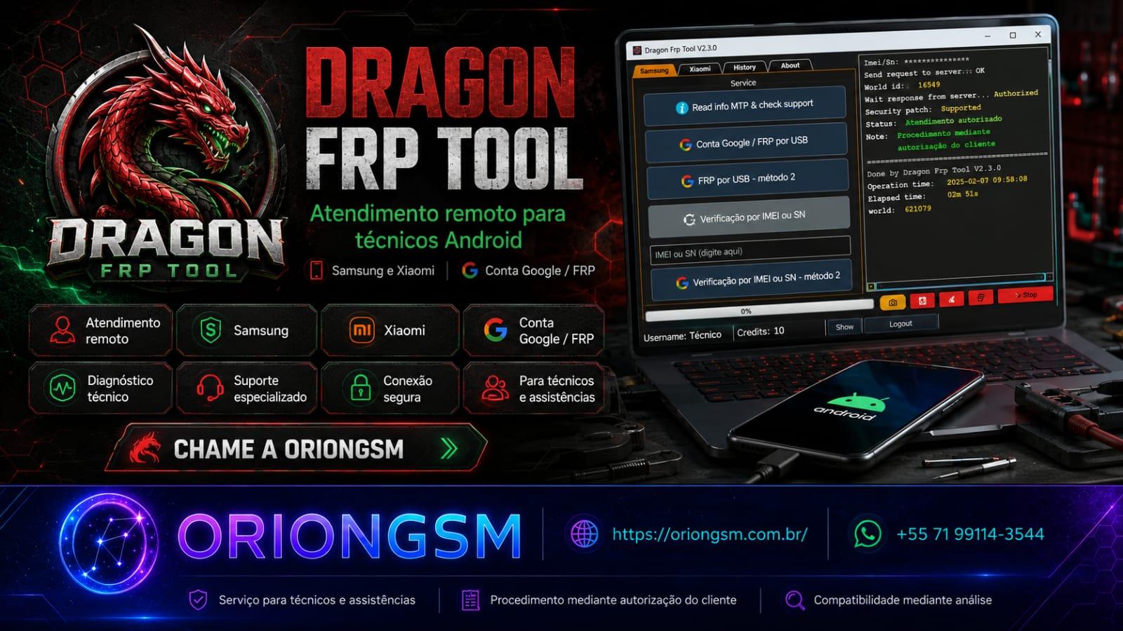 Dragon Frp Tool - Recarga de Créditos  ( Samsung/Xiaomi/Vivo/Realme/Infinix ) Usuário Existente