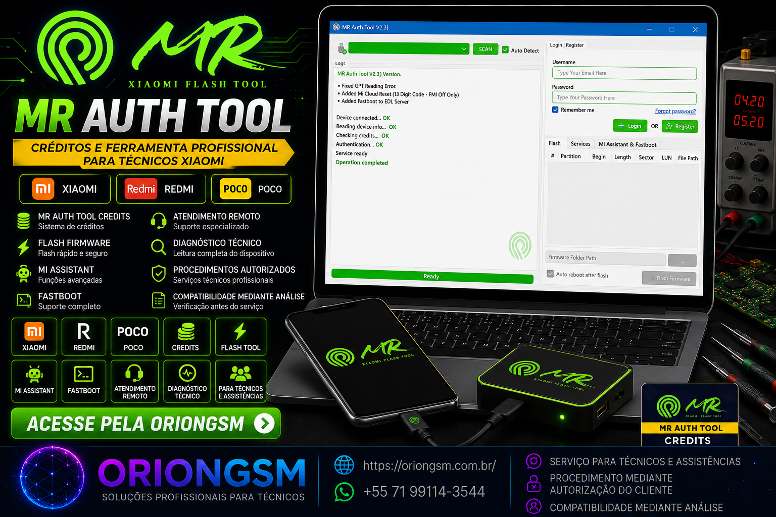 Mr Auth Tool - Recarga de Créditos ( Usuário Existente ) Xiaomi/Realme/Oneplus/Oppo