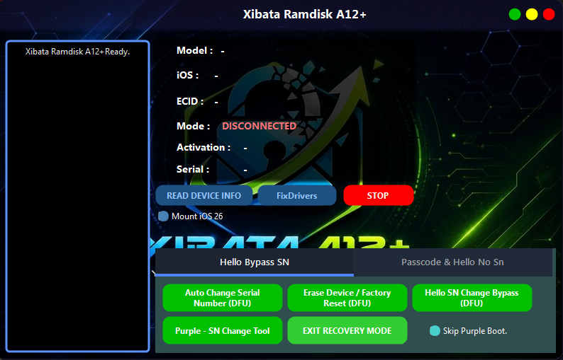 XibataTool Ramdisk - A12/A13 ( HELLO BYPASS - Tela de Proprietário )