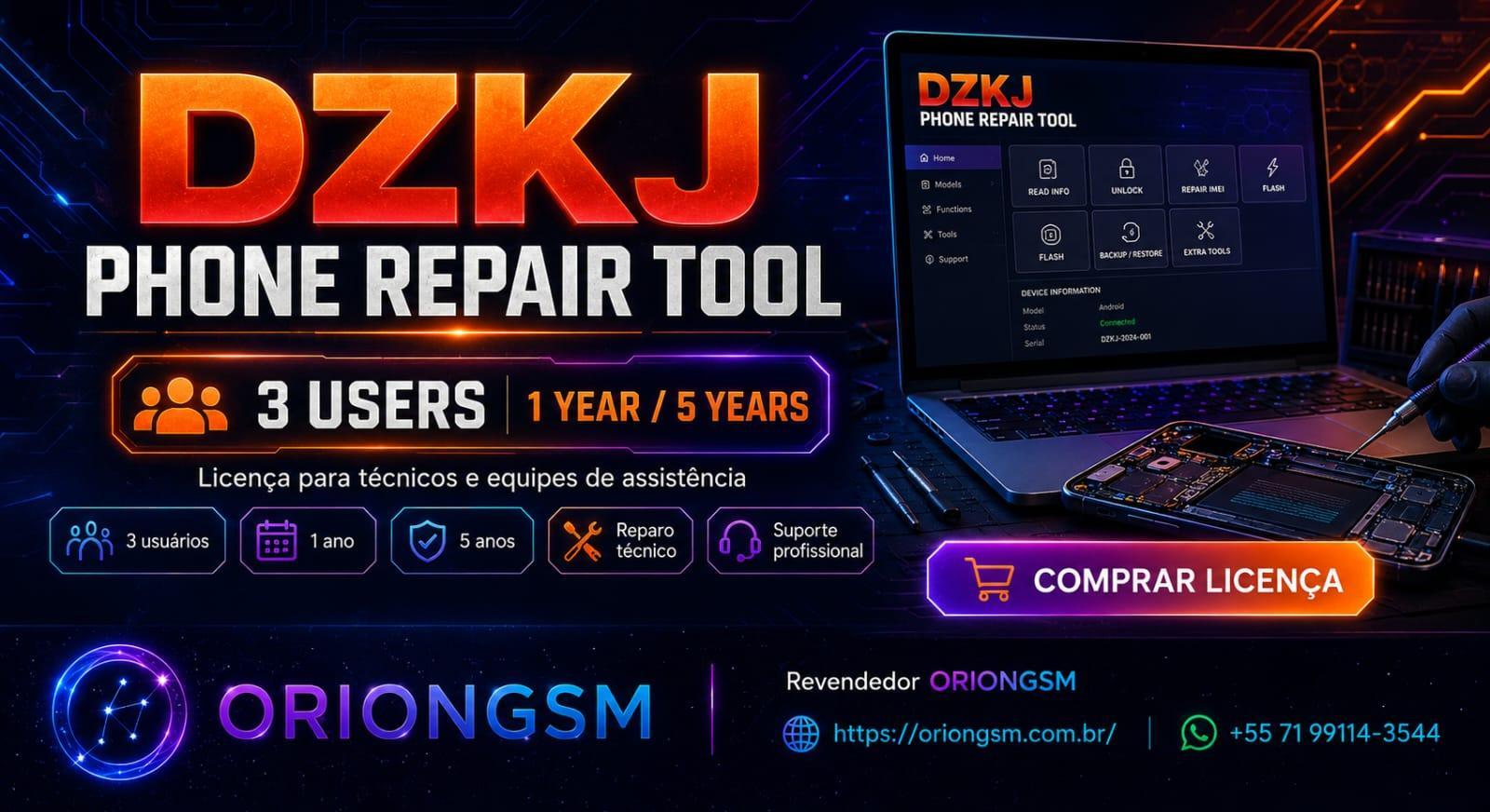 DZKJ PhoneRepair Tools Código de Ativação ( 01 ano - 3 PCs )