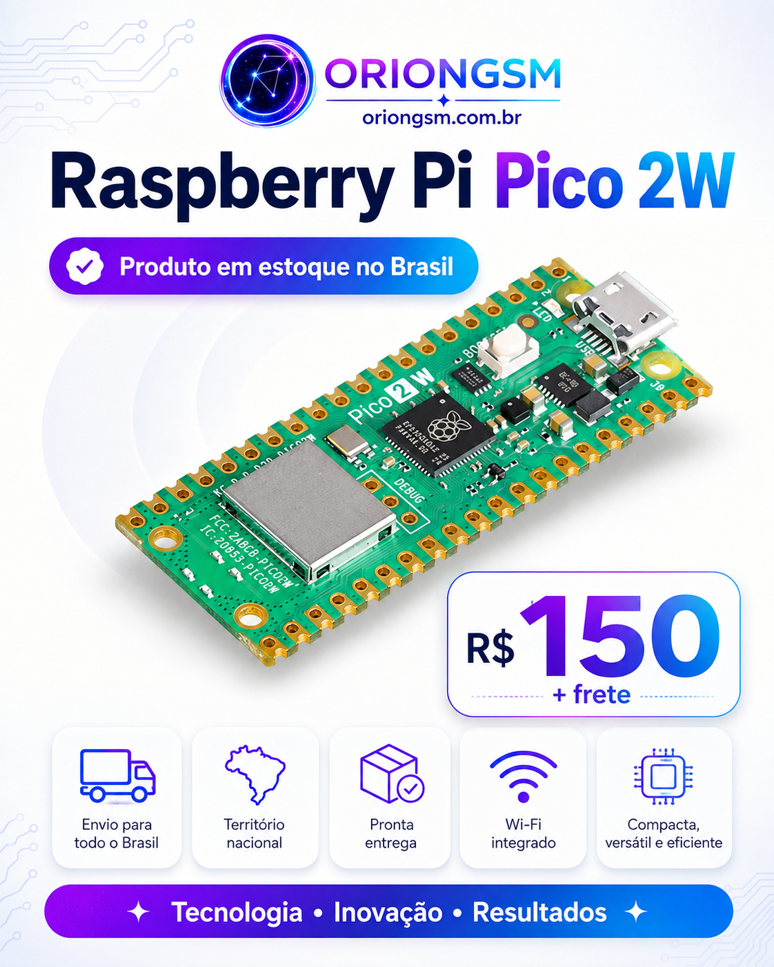 Super promoção Raspberry Pi Pico 2W RP2350 por R$ 150 mais frete
