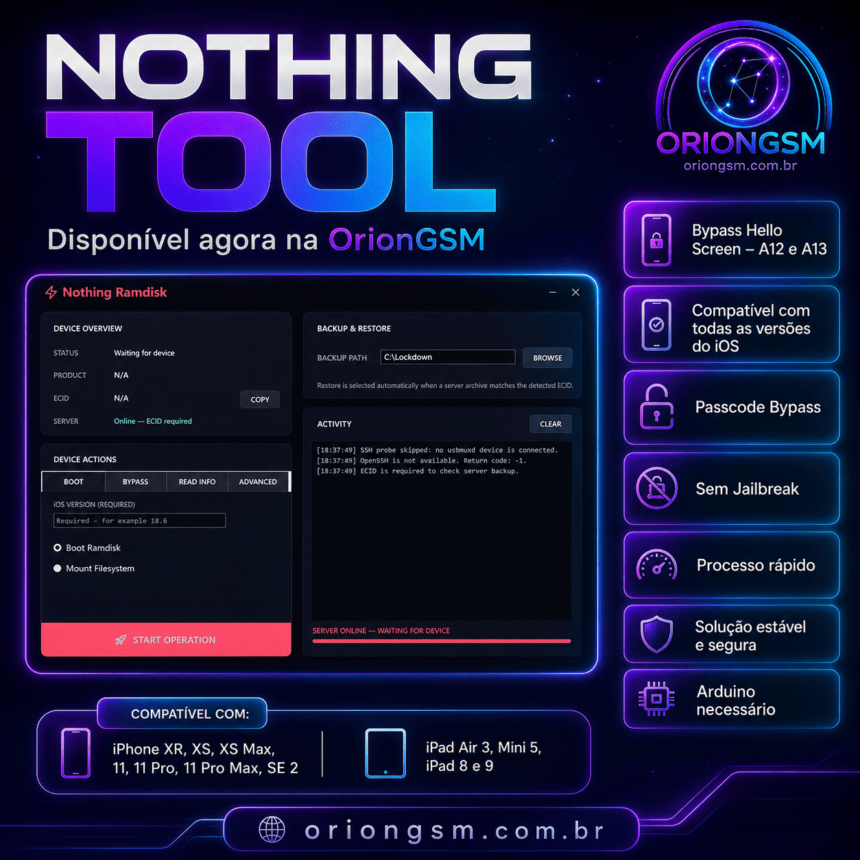Nothing Tool Bypass Hello Screen A12 CPU [ All iOS ] [ XR XS XsMax 3rd 5th 8th 
