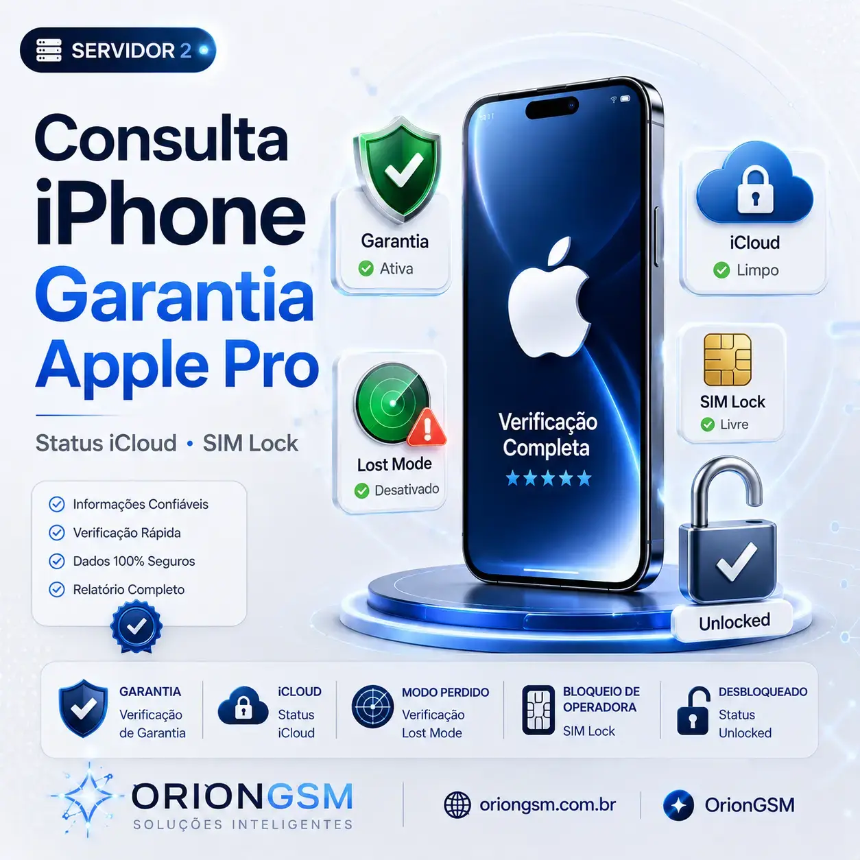 Consulta iPhone – Garantia Apple Pro + Status iCloud + SIM Lock
