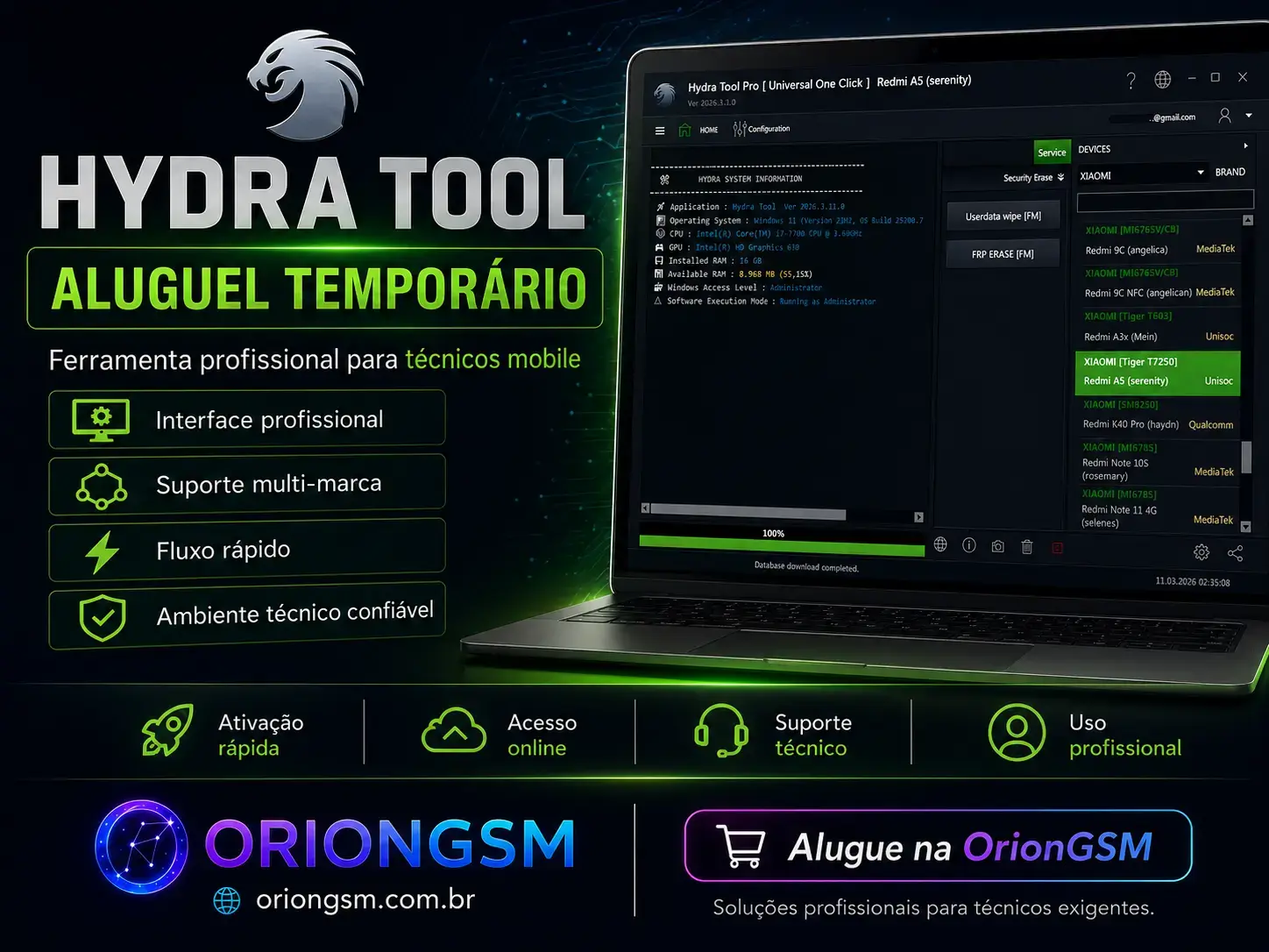 Hydra Tool Aluguel 03 Horas ( sem Dongle ) - API 24/7 Online ✅