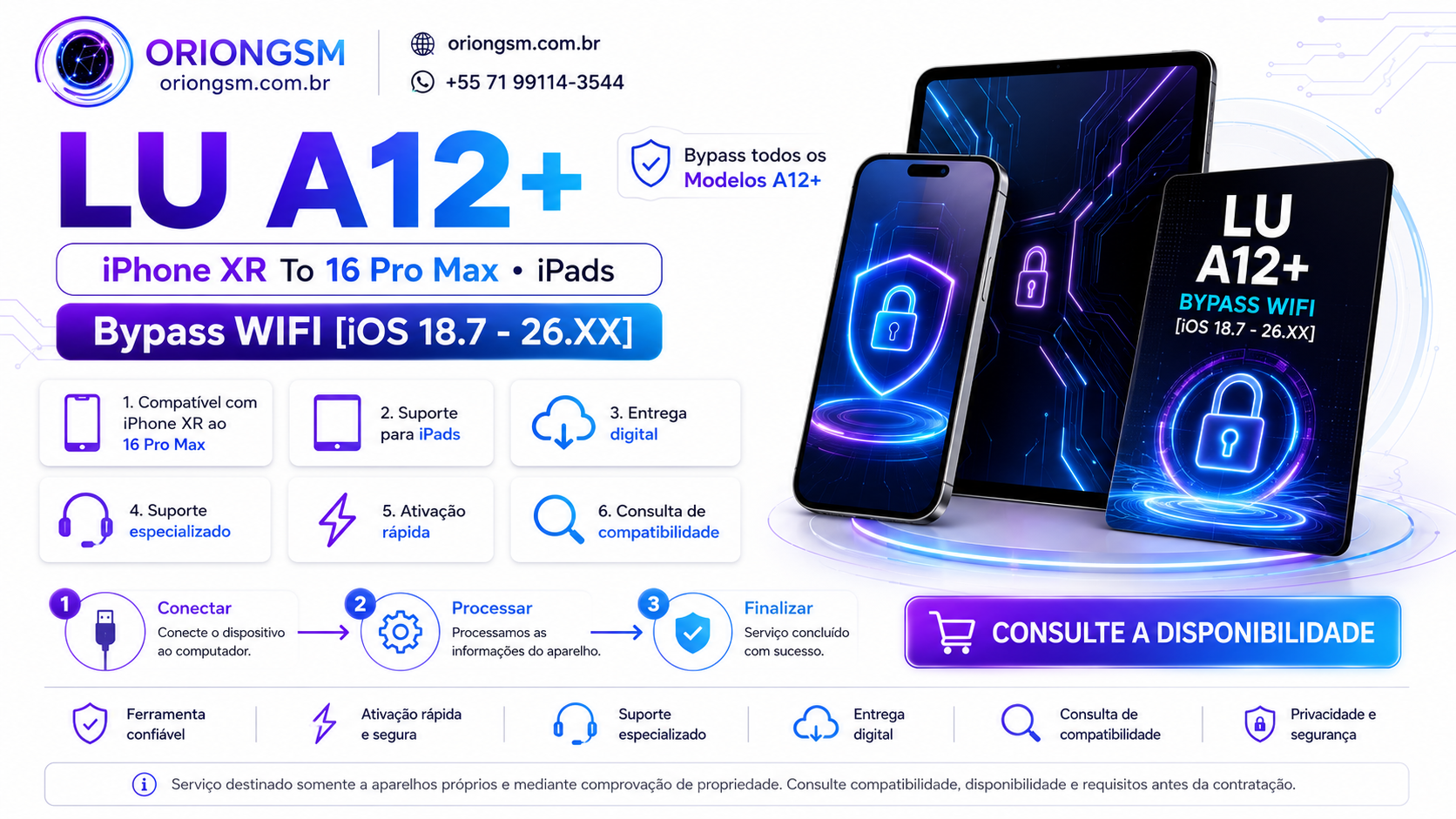 LU A12+ iPhone XR To 16 Pro Max-iPads Bypass WIFI [IOS 18.7-26.XX]